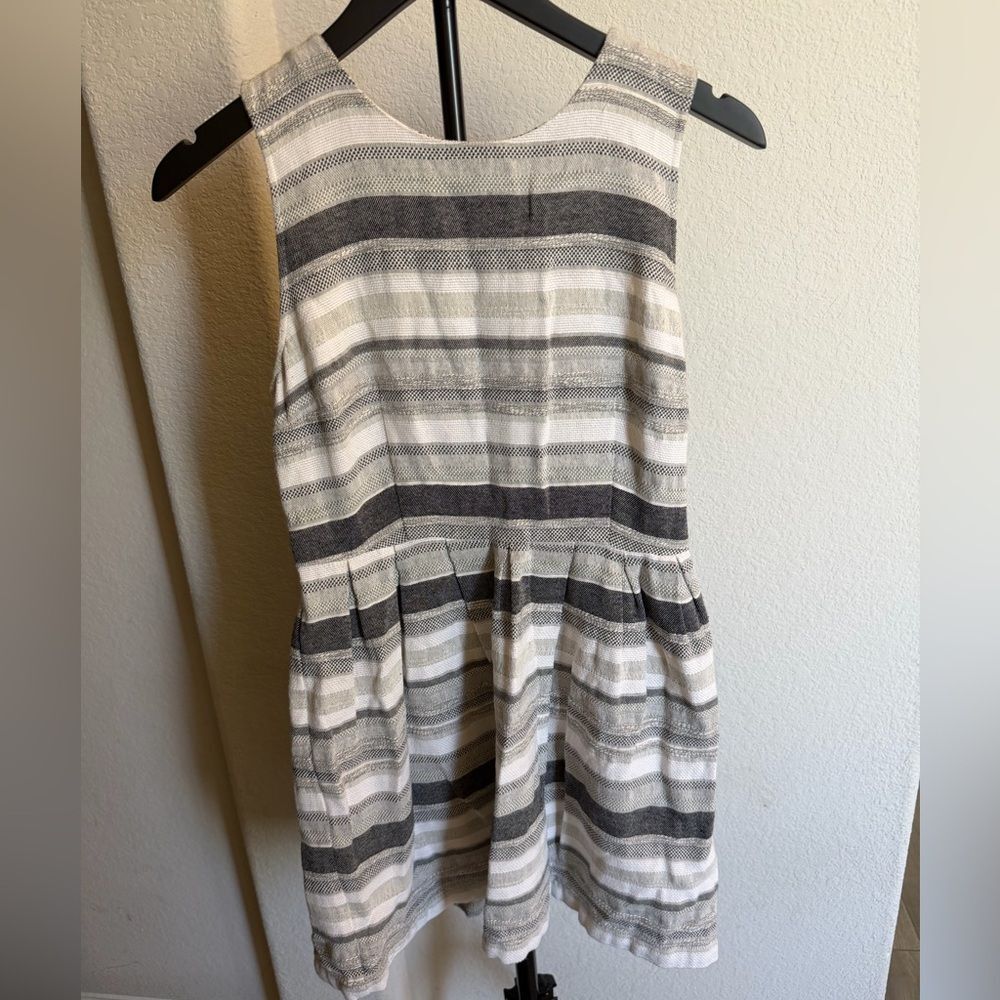 Joie Caya Striped Sleeveless Mini Dress in Gray and Cream M